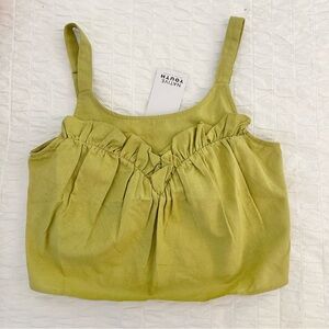 NWT Native Youth Verdi Linen Ruffle Tank